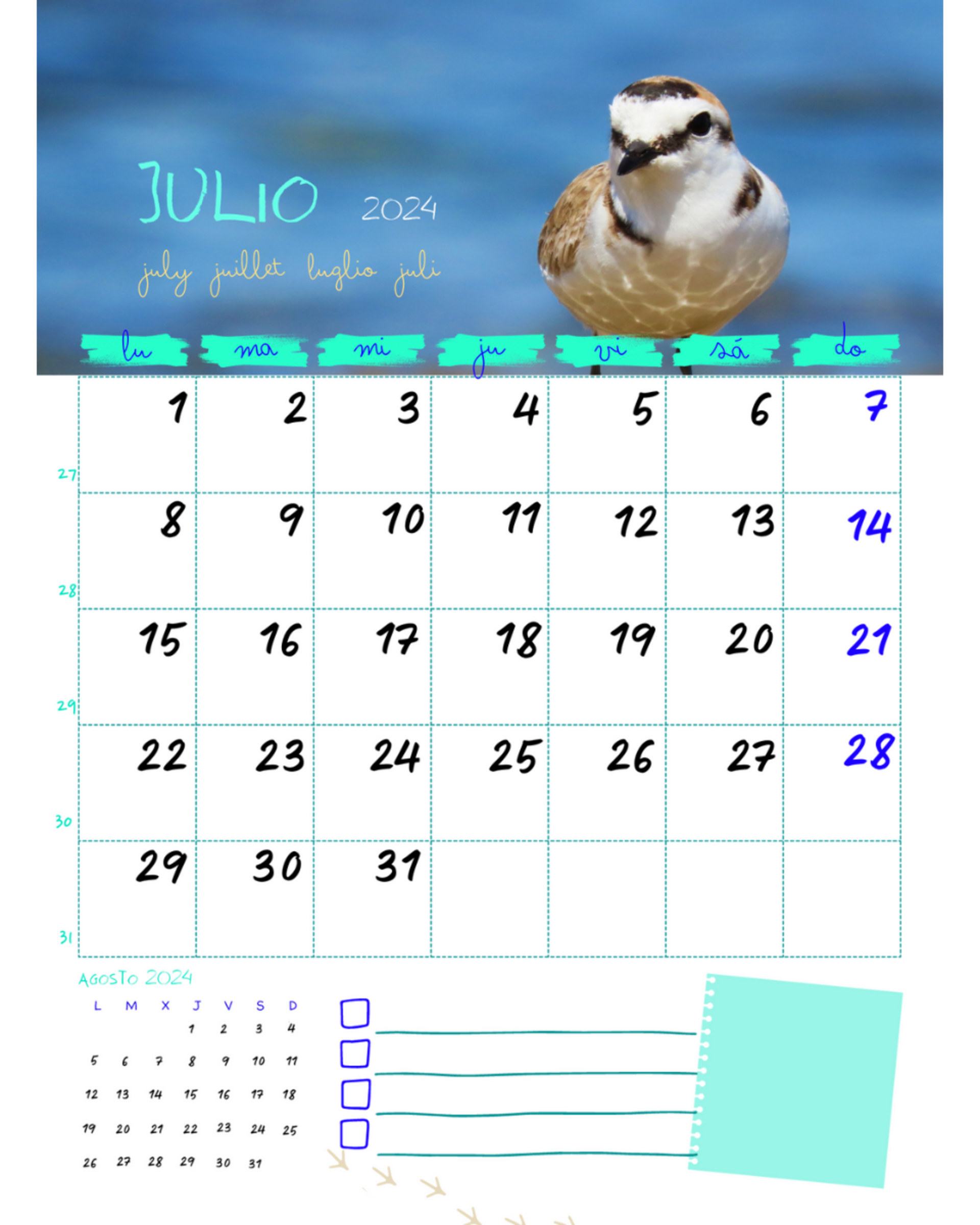 Calendario de mesa Chorlitejos Patinegros - 2