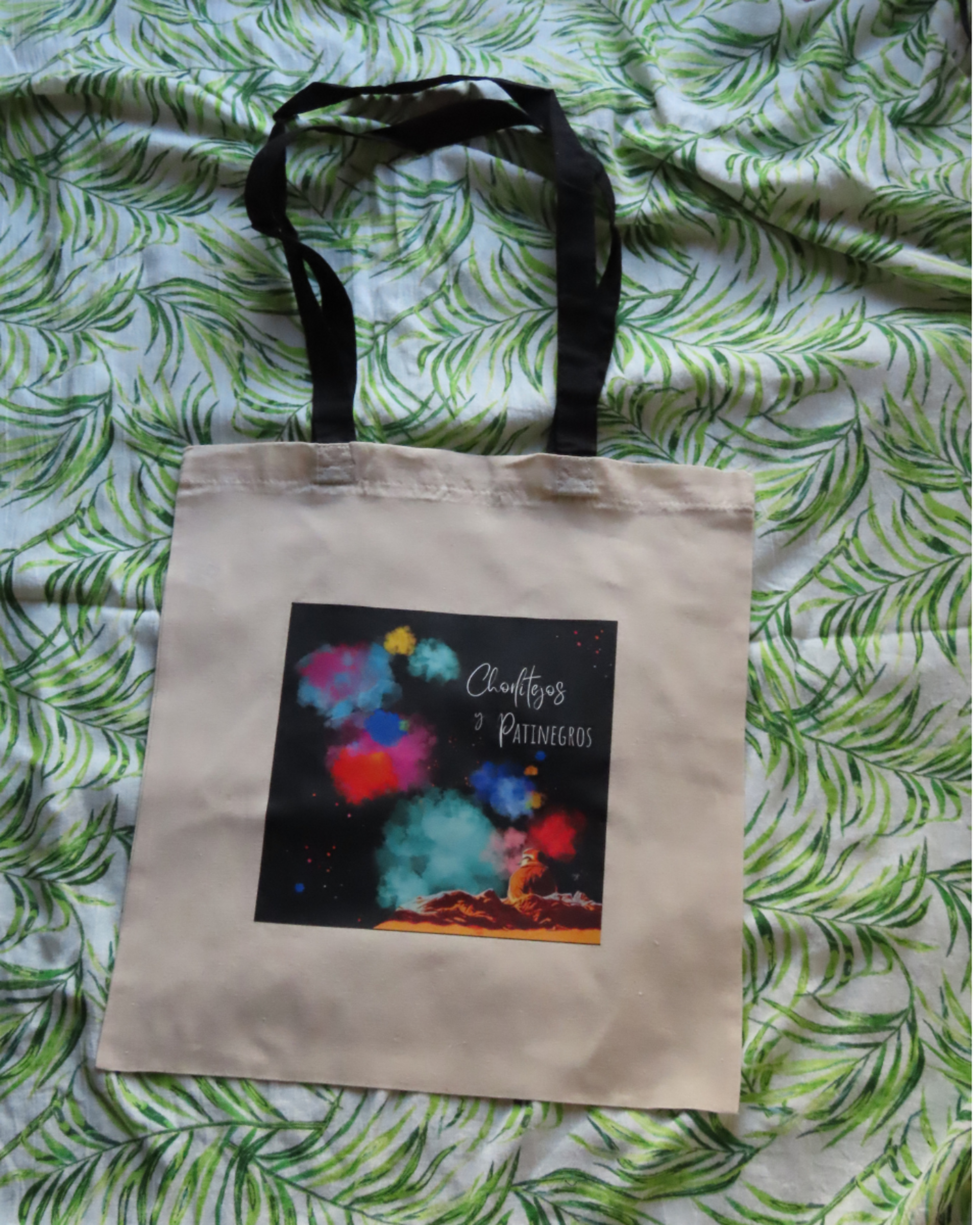 Tote bag de algodón asas negras - 1